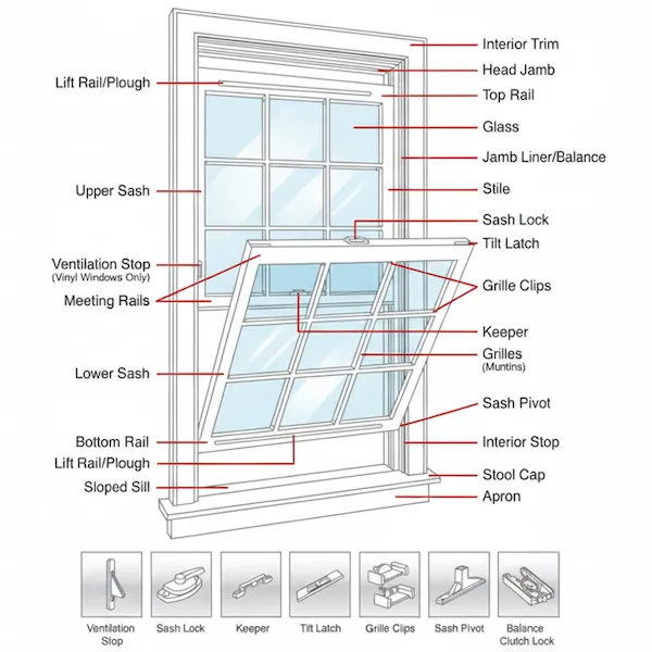 Upper and Lower Sashes